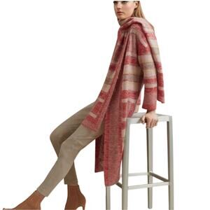 ST JOHN Women’s Bright Coral Multi Striped Mohair Cardigan Jacket Set
